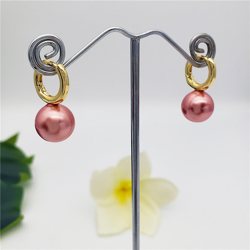 Pearl Hoop Circle Earrings In Different Colors