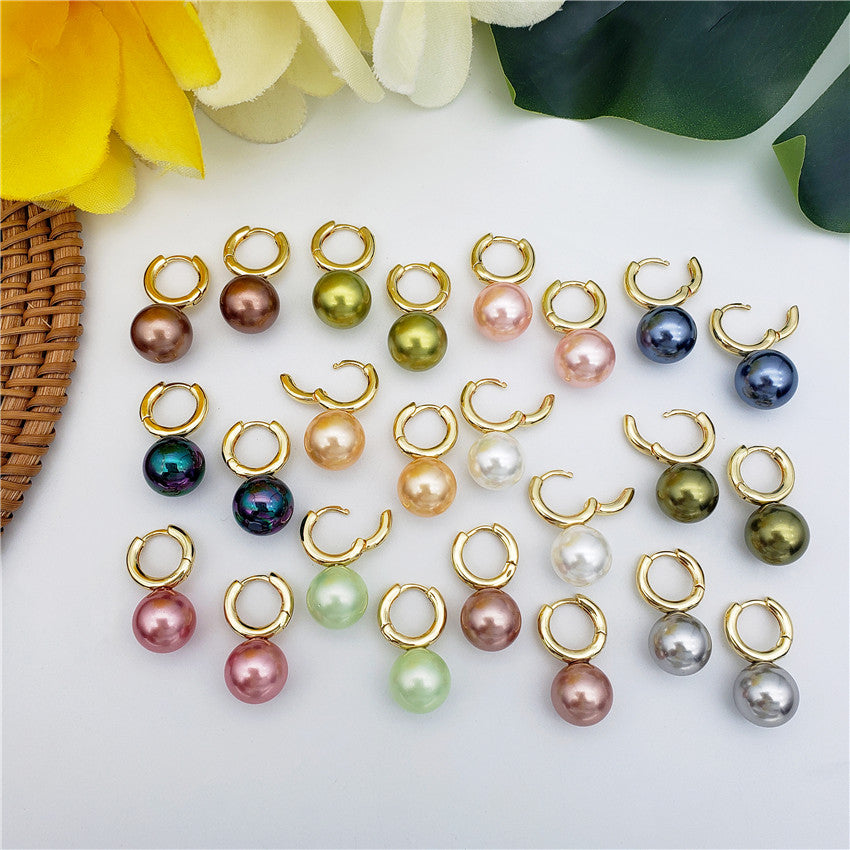 Pearl Hoop Circle Earrings In Different Colors