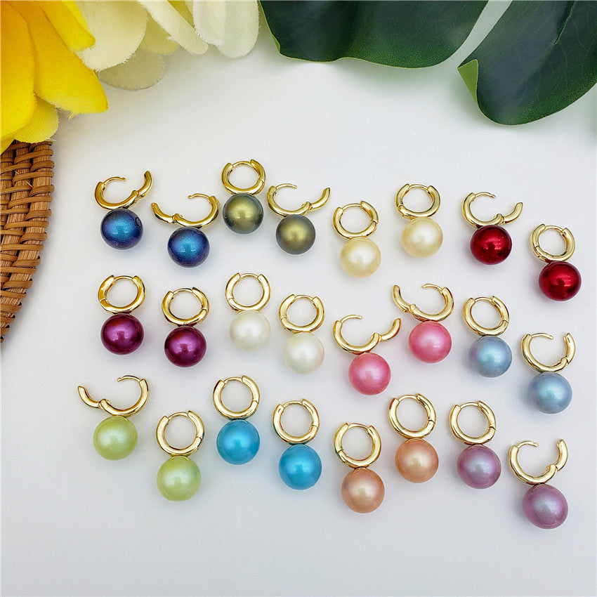 Pearl Hoop Circle Earrings In Different Colors