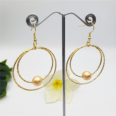 Double Moon Earrings With A Pearl In Different Colors