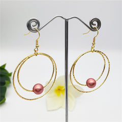 Double Moon Earrings With A Pearl In Different Colors