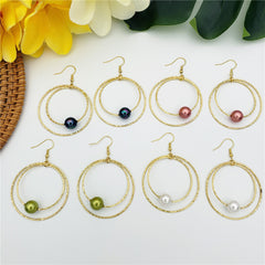 Double Moon Earrings With A Pearl In Different Colors