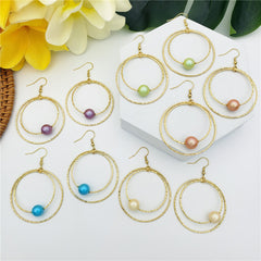 Double Moon Earrings With A Pearl In Different Colors