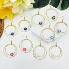 Double Moon Earrings With A Pearl In Different Colors