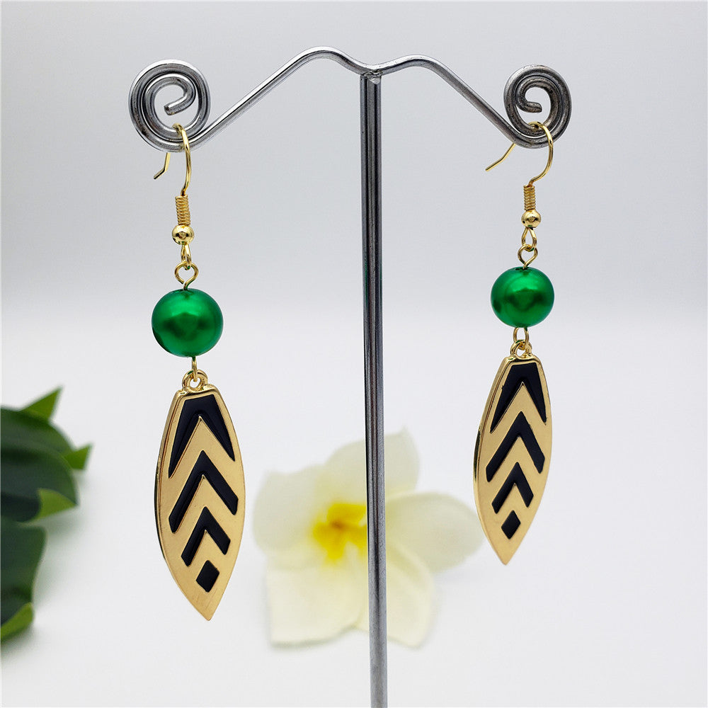 Arrow-Feather Hook Earrings Sustained With A Pearl In Different Colors