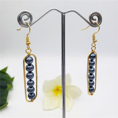 Rectangle Earrings With Pearls Drop In Different Colors