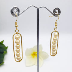 Rectangle Earrings With Pearls Drop In Different Colors