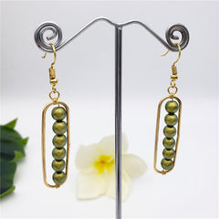 Rectangle Earrings With Pearls Drop In Different Colors