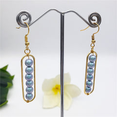 Rectangle Earrings With Pearls Drop In Different Colors