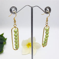 Rectangle Earrings With Pearls Drop In Different Colors