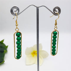 Rectangle Earrings With Pearls Drop In Different Colors