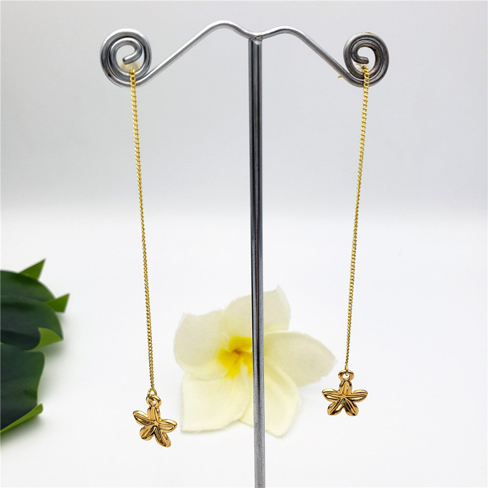 Chain Drop Long Earrings Sustained With A Starfish Charm