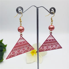 Carved Pyramid Earrings Sustained With A Pearl In Different Colors