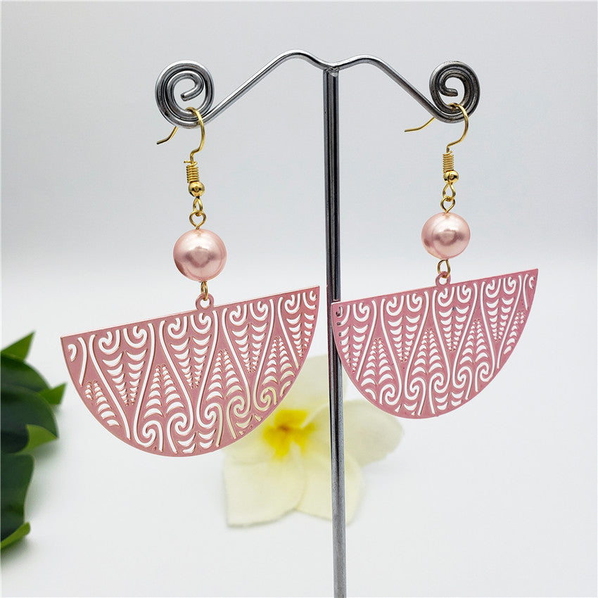 Carved Umbrella Earrings Sustained With A Pearl In Different Colors