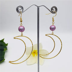 Crescent Moon Earrings Sustained With A Pearl In Different Colors