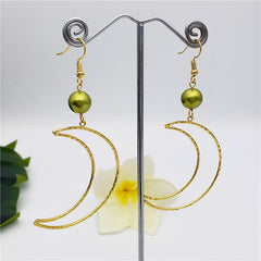 Crescent Moon Earrings Sustained With A Pearl In Different Colors