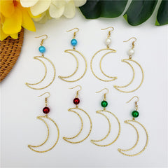 Crescent Moon Earrings Sustained With A Pearl In Different Colors