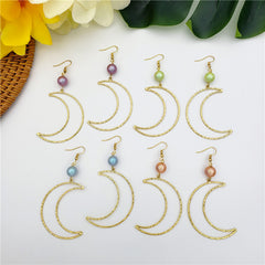 Crescent Moon Earrings Sustained With A Pearl In Different Colors