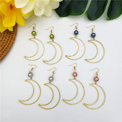 Crescent Moon Earrings Sustained With A Pearl In Different Colors