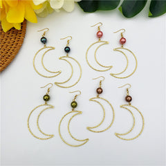 Crescent Moon Earrings Sustained With A Pearl In Different Colors