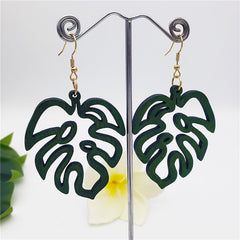 Hawaiian Wooden Monstera Leaf Earrings In Different Colors