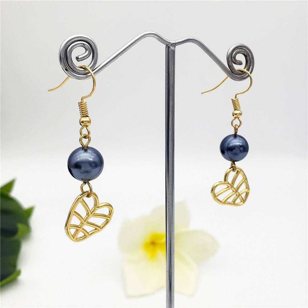 Petrol Pearl Hook Earrings Sustained With A Charm In Different Styles