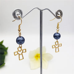 Petrol Pearl Hook Earrings Sustained With A Charm In Different Styles