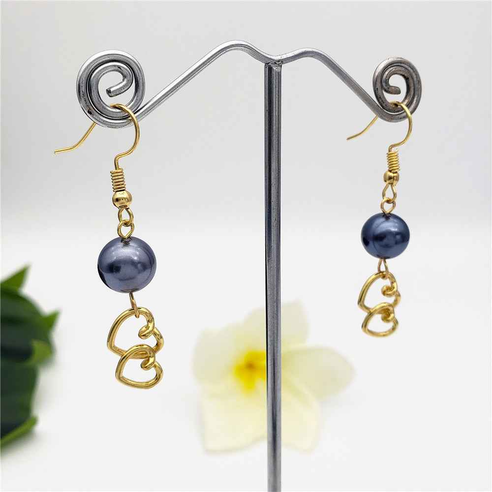 Petrol Pearl Hook Earrings Sustained With A Charm In Different Styles