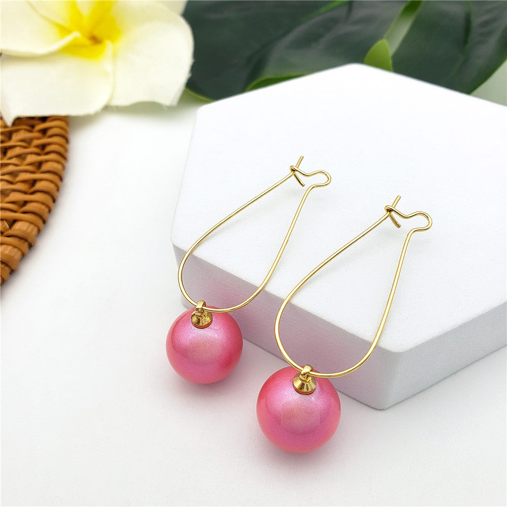 Egg Hoop Earrings With A Pearl In Different Colors