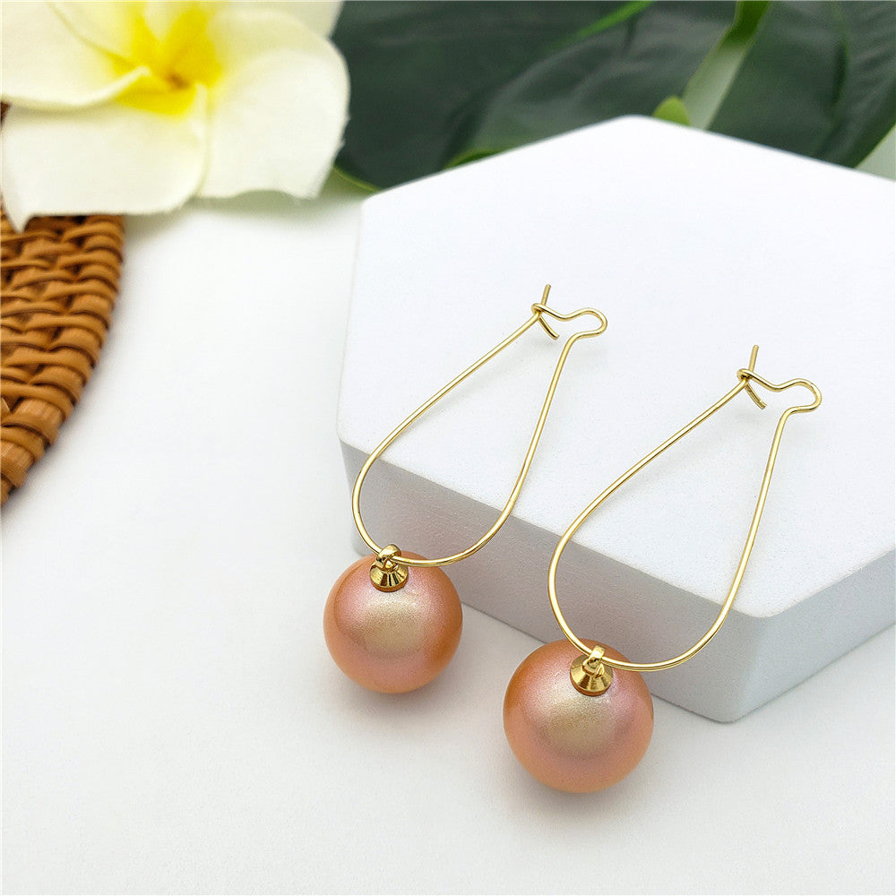 Egg Hoop Earrings With A Pearl In Different Colors