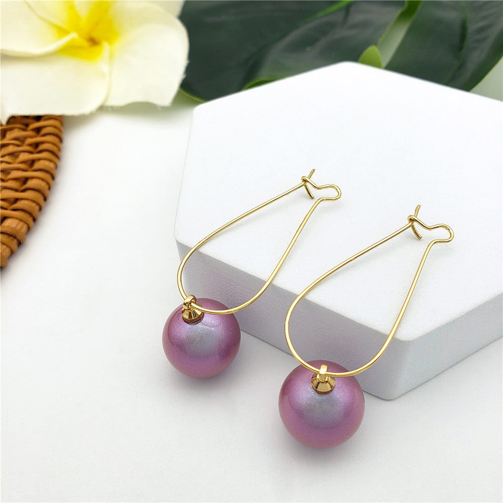 Egg Hoop Earrings With A Pearl In Different Colors