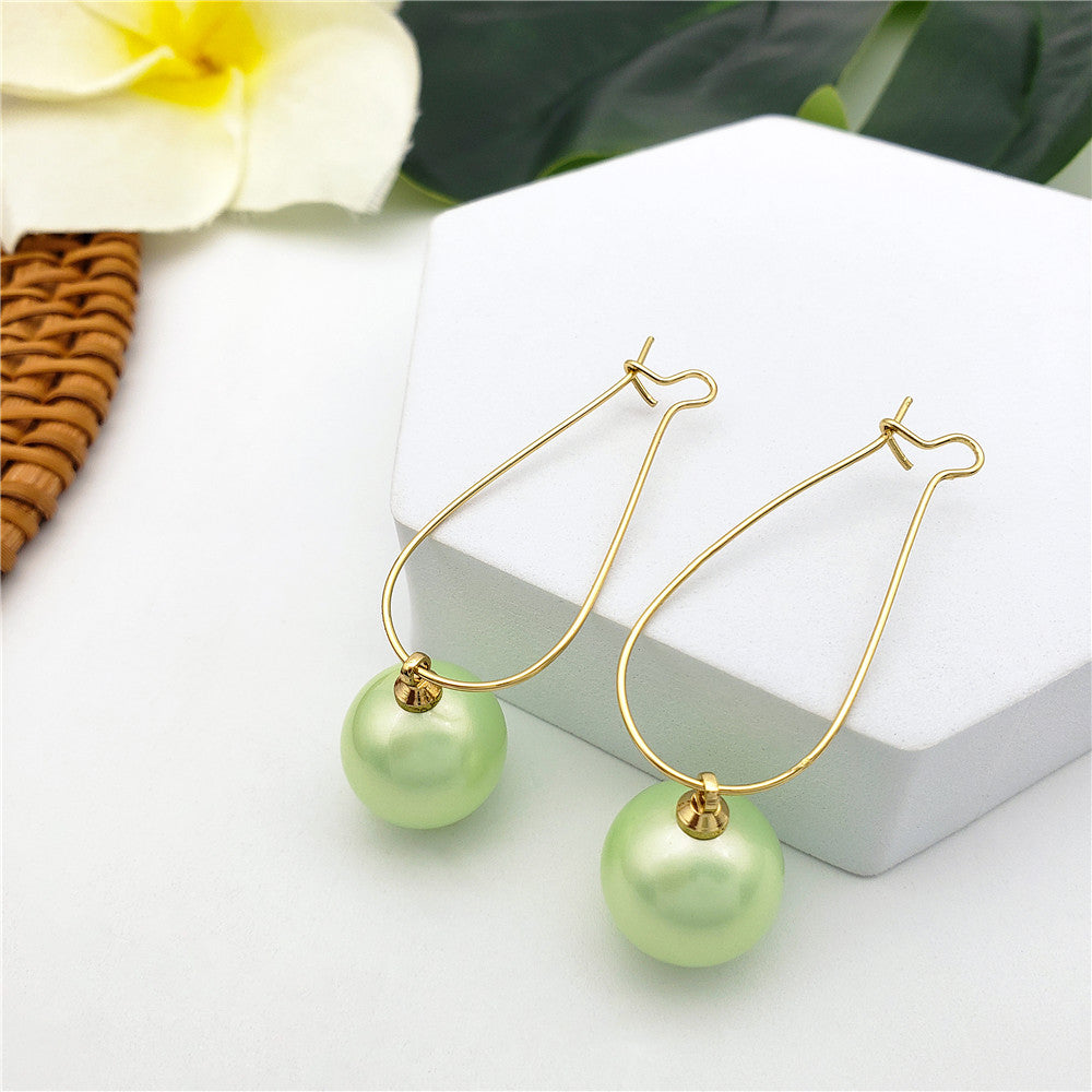 Egg Hoop Earrings With A Pearl In Different Colors