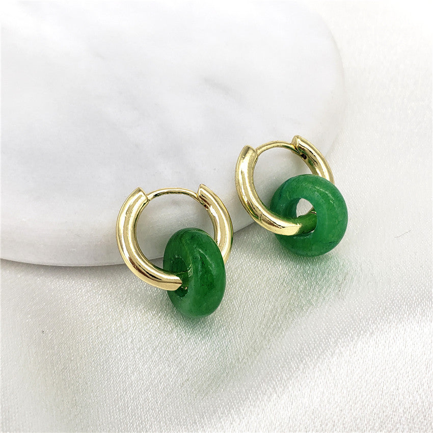 Green Ring Jade Hoop Earrings