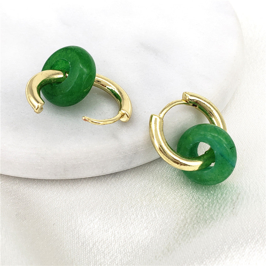 Green Ring Jade Hoop Earrings