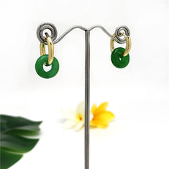 Green Ring Jade Hoop Earrings