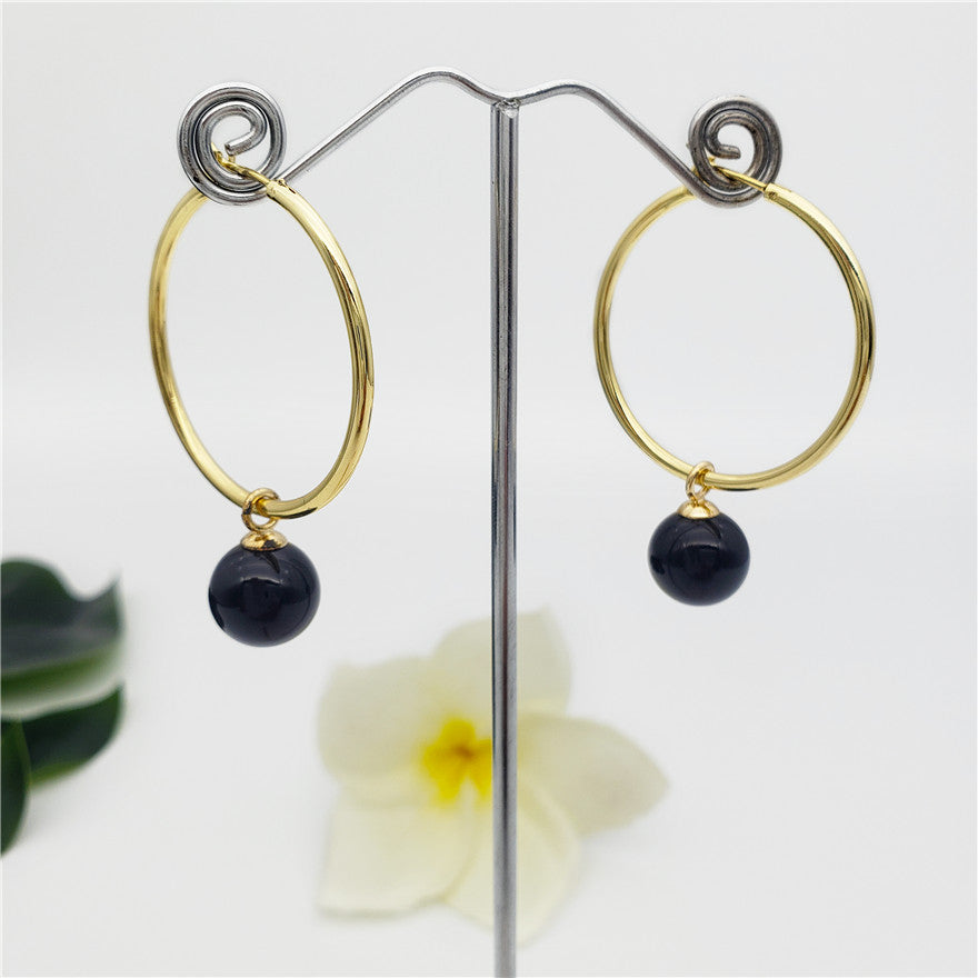 Round Hoop Earrings In 2 Different Sizes And Stones