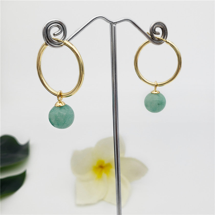 Round Hoop Earrings In 2 Different Sizes And Stones