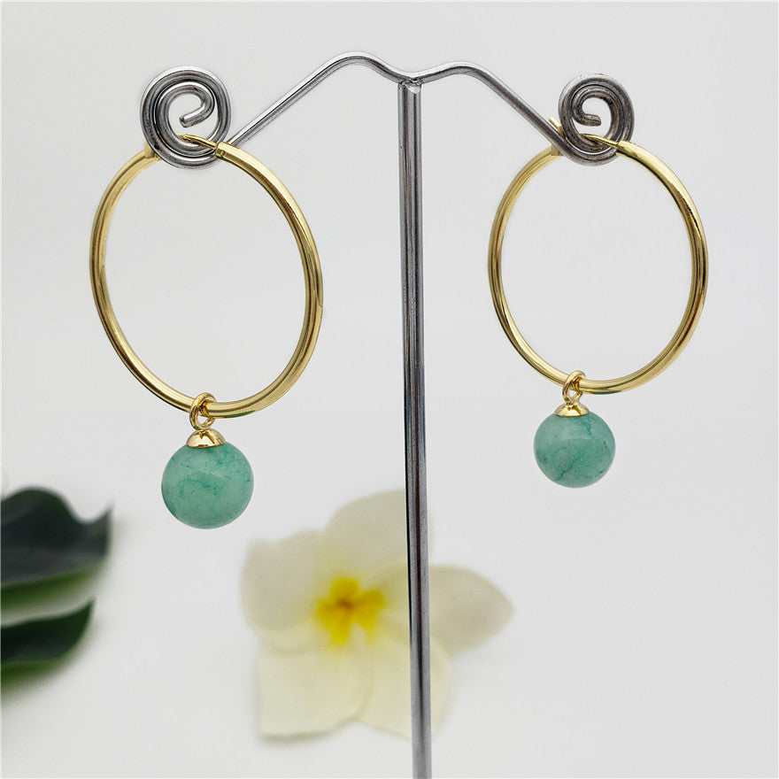 Round Hoop Earrings In 2 Different Sizes And Stones