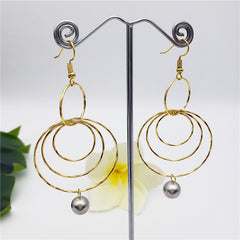 Circles Drop Earrings Sustained With A Pearl In Different Colors