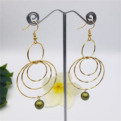 Circles Drop Earrings Sustained With A Pearl In Different Colors