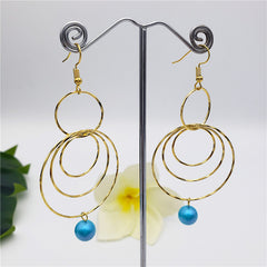 Circles Drop Earrings Sustained With A Pearl In Different Colors