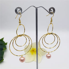 Circles Drop Earrings Sustained With A Pearl In Different Colors