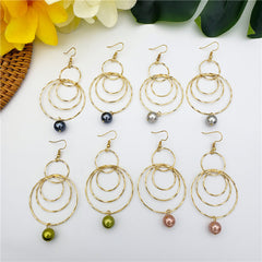 Circles Drop Earrings Sustained With A Pearl In Different Colors