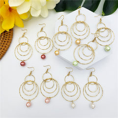 Circles Drop Earrings Sustained With A Pearl In Different Colors